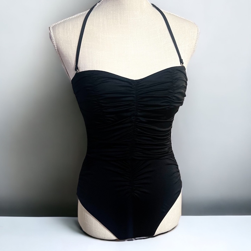 a.n.a Ruched swimsuit with neck strap size 6